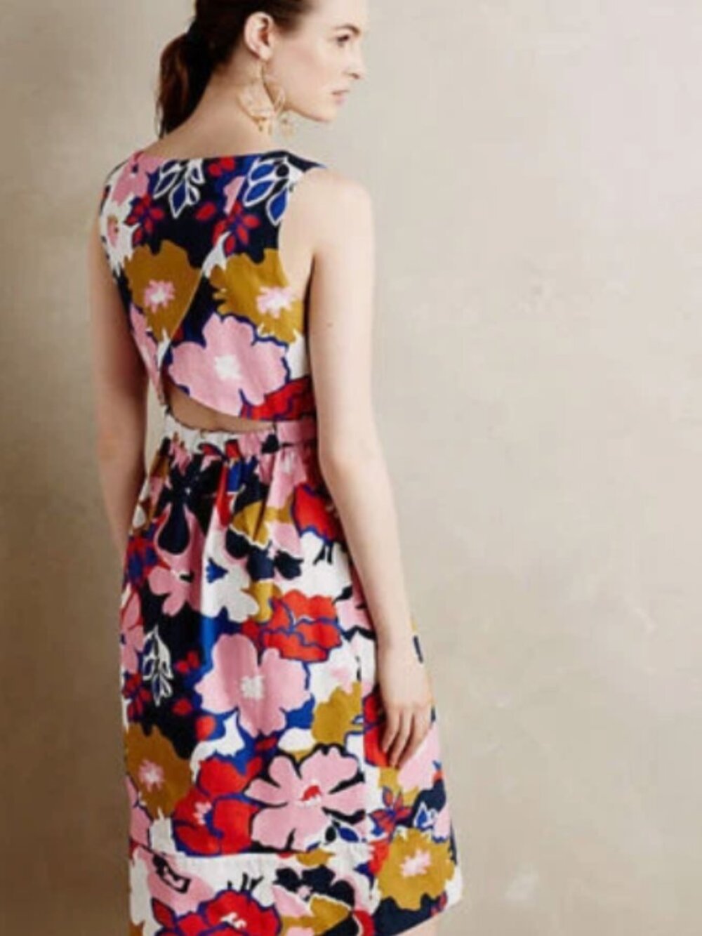 ANTHROPOLOGIE MULTI color Floral Cross-Back Dress size 8 Boho Brights BRAND NEW